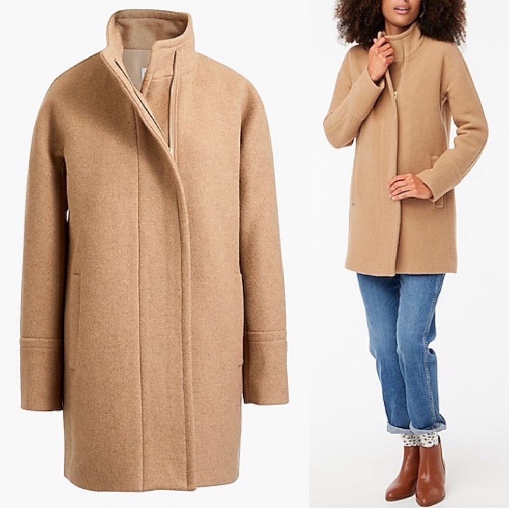 J.CREW Wool Blend City Coat 12 Petite, Camel/Tan/Khaki